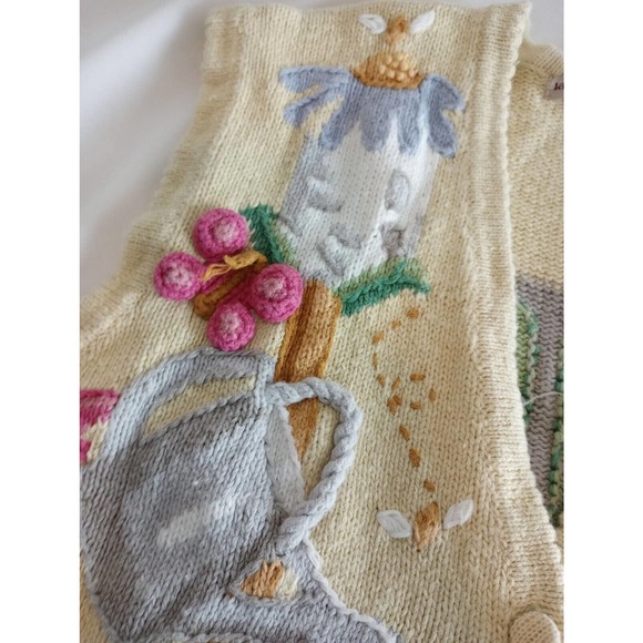 Lauren Hansen Summer Spring Garden Sweater Vest Medium Knit 90s Unique Grandma - Picture 4 of 11